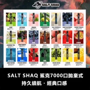 鯊克 SALT SHAQ 7000口拋棄式電子煙|1.0Ω霧化芯 8ml大容量 3%尼古丁 Type-C快充 21種口味可選 台灣現貨